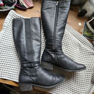 PIKOLINOS Daroca Black Leather Knee High Boots, Black, Size 10 M (EU 41)